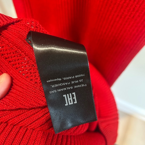 Balmain Red Ribbed Dress - Picture 10 of 12